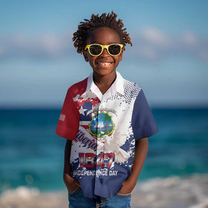 Afro Liberia 1847 Independence Day Kid Hawaiian Shirt Coat Of Arms Grunge Style
