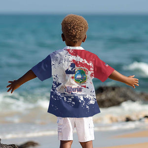 Afro Liberia 1847 Independence Day Kid Hawaiian Shirt Coat Of Arms Grunge Style