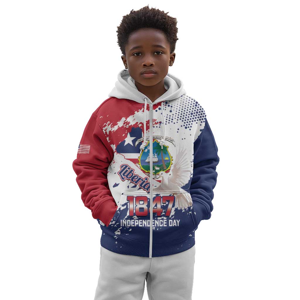 Afro Liberia 1847 Independence Day Kid Hoodie Coat Of Arms Grunge Style