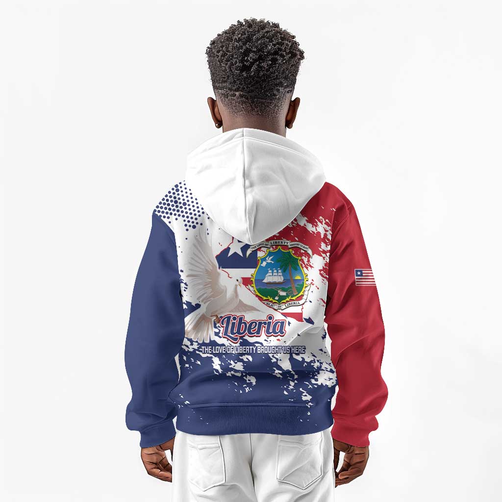 Afro Liberia 1847 Independence Day Kid Hoodie Coat Of Arms Grunge Style