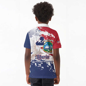 Afro Liberia 1847 Independence Day Kid Polo Shirt Coat Of Arms Grunge Style