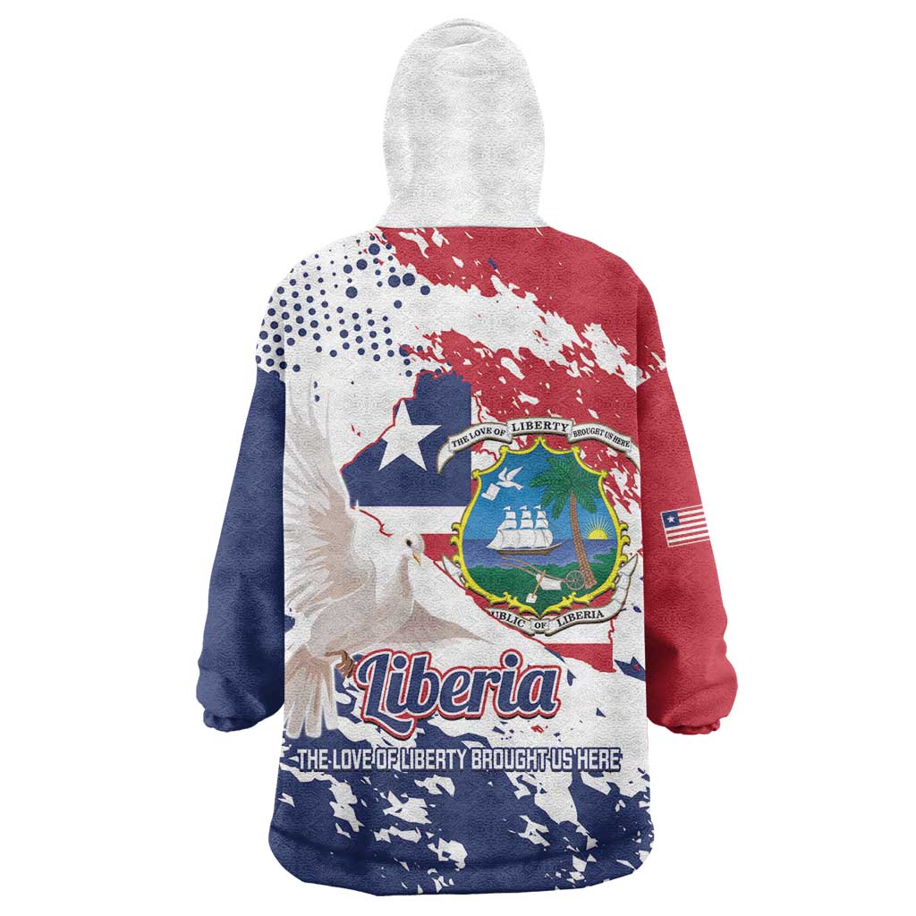 Afro Liberia 1847 Independence Day Kid Wearable Blanket Hoodie Coat Of Arms Grunge Style