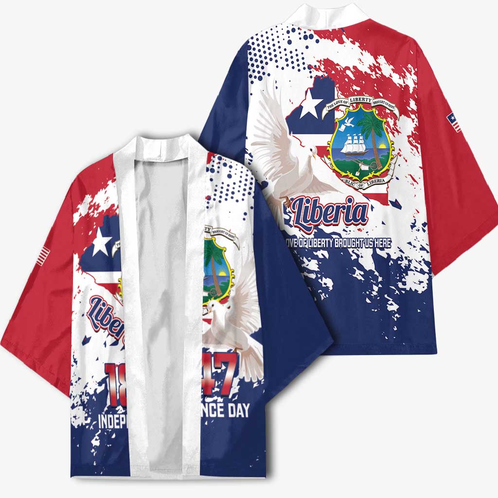Liberia 1847 Independence Day Kimono Coat Of Arms Grunge Style