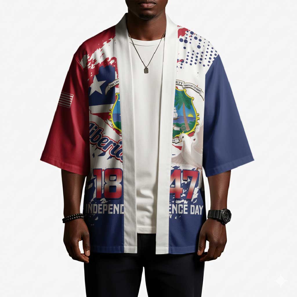 Liberia 1847 Independence Day Kimono Coat Of Arms Grunge Style