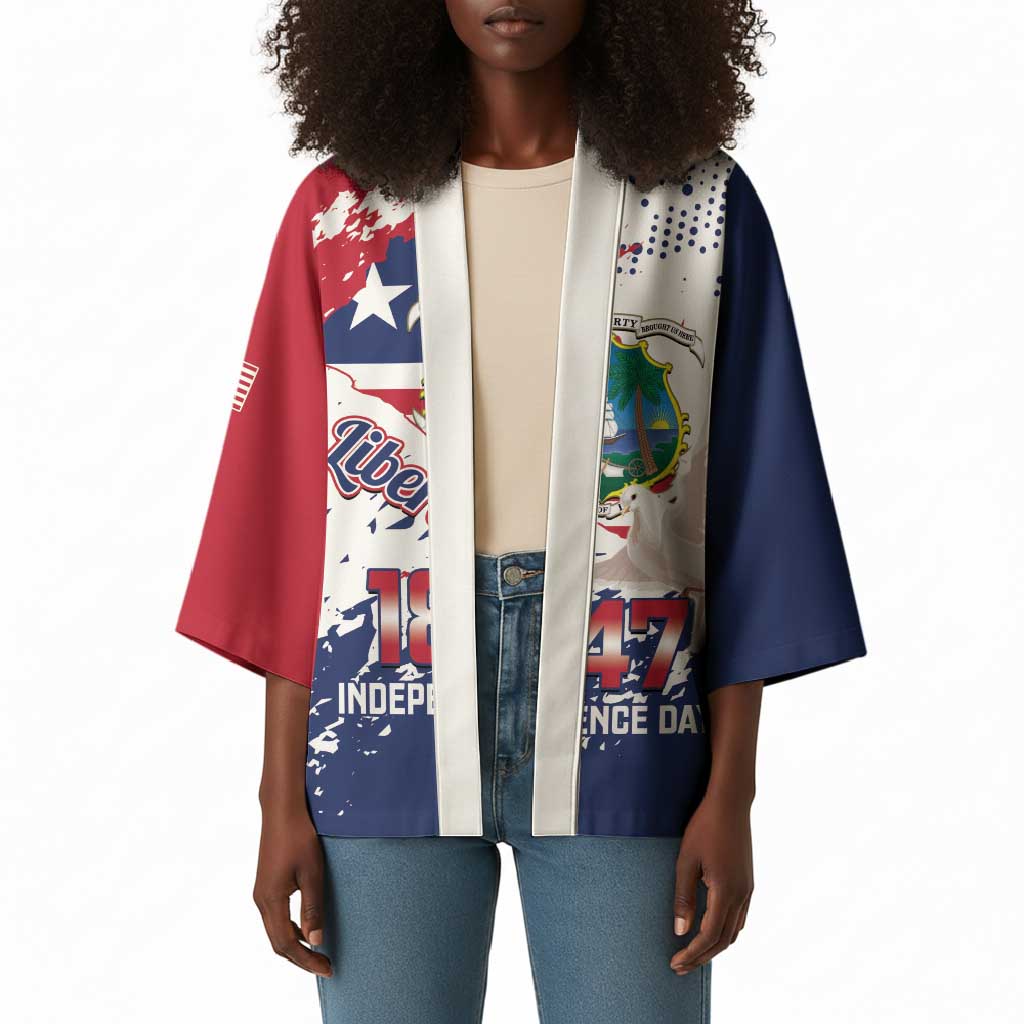Liberia 1847 Independence Day Kimono Coat Of Arms Grunge Style