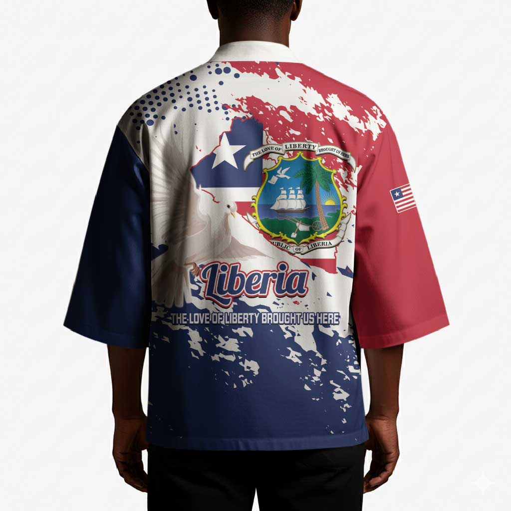 Liberia 1847 Independence Day Kimono Coat Of Arms Grunge Style