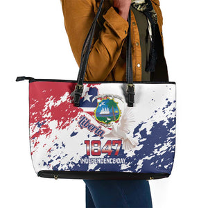 Afro Liberia 1847 Independence Day Leather Tote Bag Coat Of Arms Grunge Style