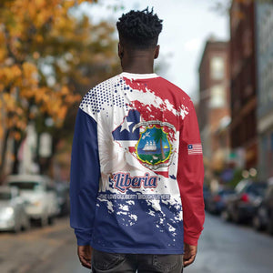 Afro Liberia 1847 Independence Day Long Sleeve Shirt Coat Of Arms Grunge Style
