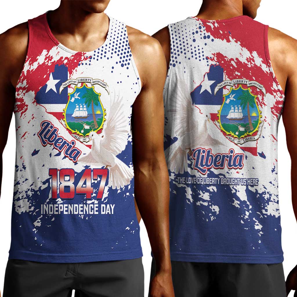 Afro Liberia 1847 Independence Day Men Tank Top Coat Of Arms Grunge Style