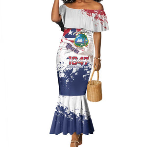 Afro Liberia 1847 Independence Day Mermaid Dress Coat Of Arms Grunge Style