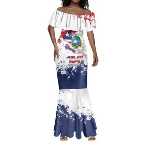 Afro Liberia 1847 Independence Day Mermaid Dress Coat Of Arms Grunge Style