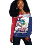 Afro Liberia 1847 Independence Day Off Shoulder Sweater Coat Of Arms Grunge Style