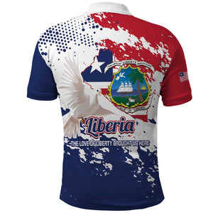 Afro Liberia 1847 Independence Day Polo Shirt Coat Of Arms Grunge Style