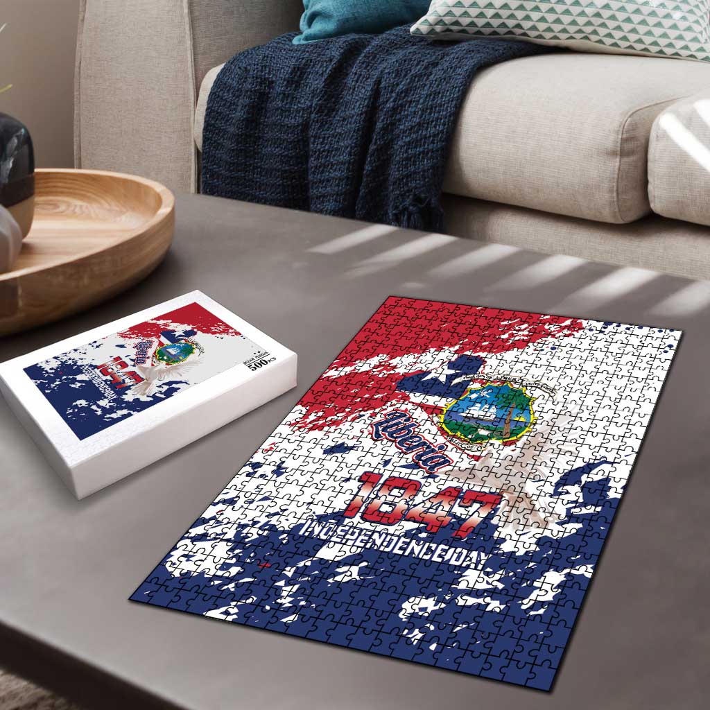 Liberia 1847 Independence Day Puzzle Coat Of Arms Grunge Style