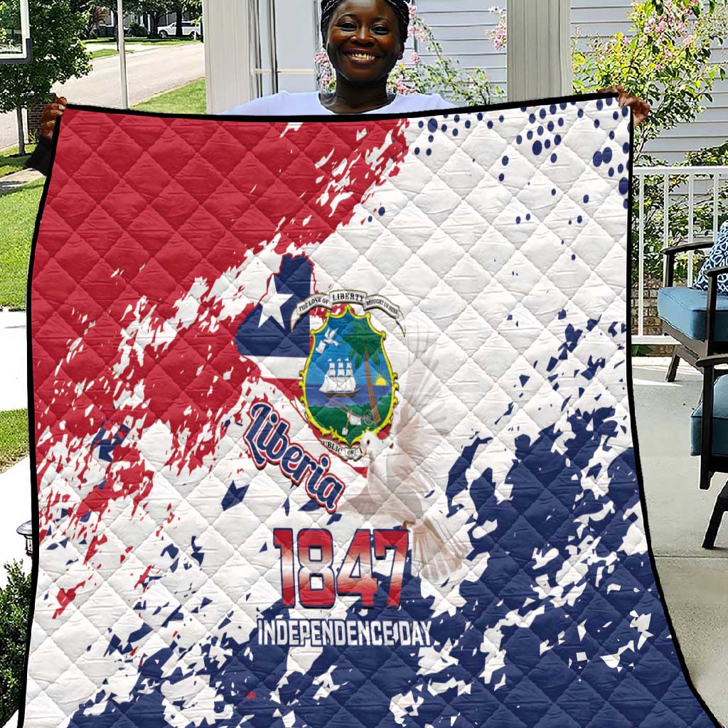 Afro Liberia 1847 Independence Day Quilt Coat Of Arms Grunge Style
