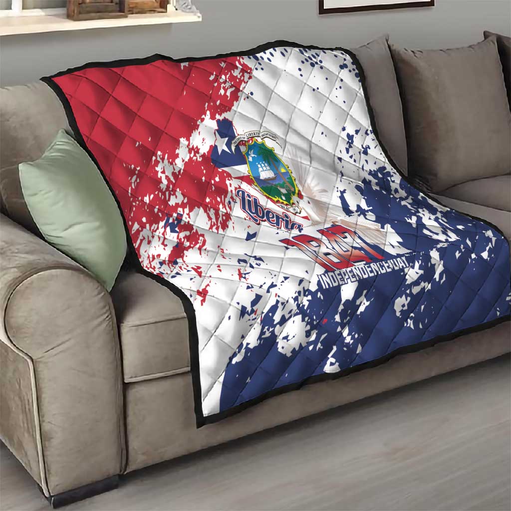 Afro Liberia 1847 Independence Day Quilt Coat Of Arms Grunge Style