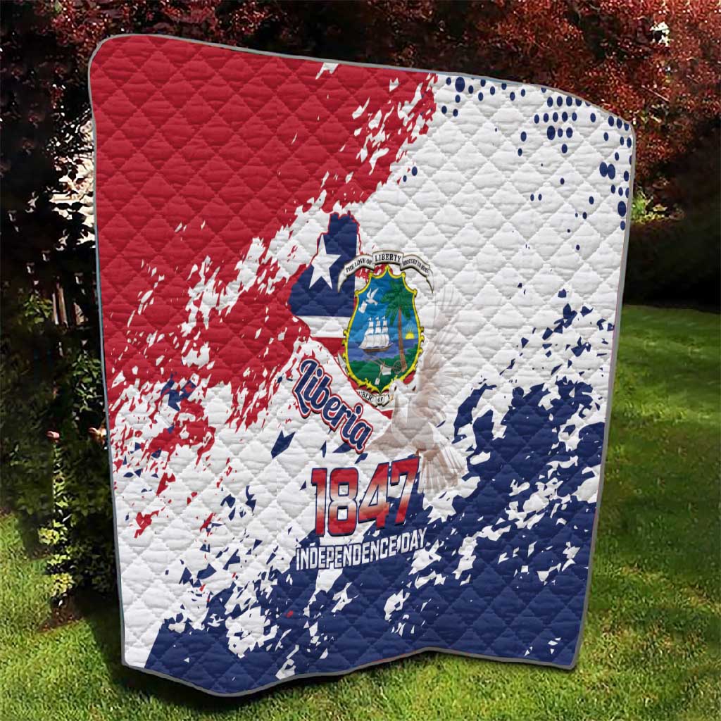 Afro Liberia 1847 Independence Day Quilt Coat Of Arms Grunge Style