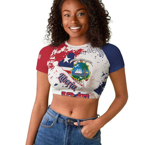 Afro Liberia 1847 Independence Day Raglan Cropped T shirt Coat Of Arms Grunge Style