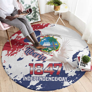 Afro Liberia 1847 Independence Day Round Carpet Coat Of Arms Grunge Style