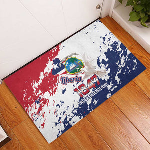 Afro Liberia 1847 Independence Day Rubber Doormat Coat Of Arms Grunge Style