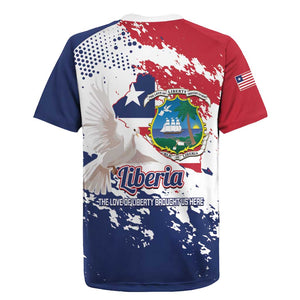 Afro Liberia 1847 Independence Day Rugby Jersey Coat Of Arms Grunge Style