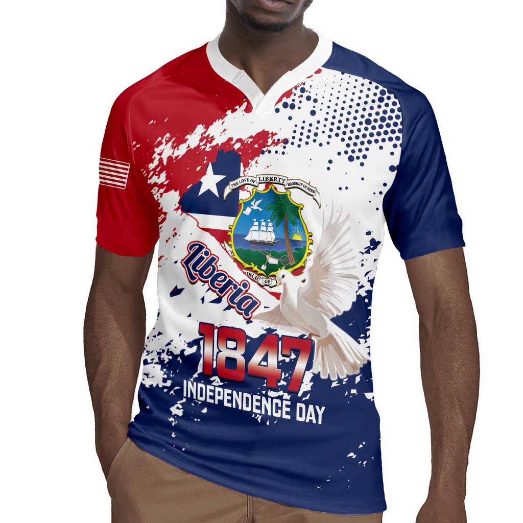 Afro Liberia 1847 Independence Day Rugby Jersey Coat Of Arms Grunge Style