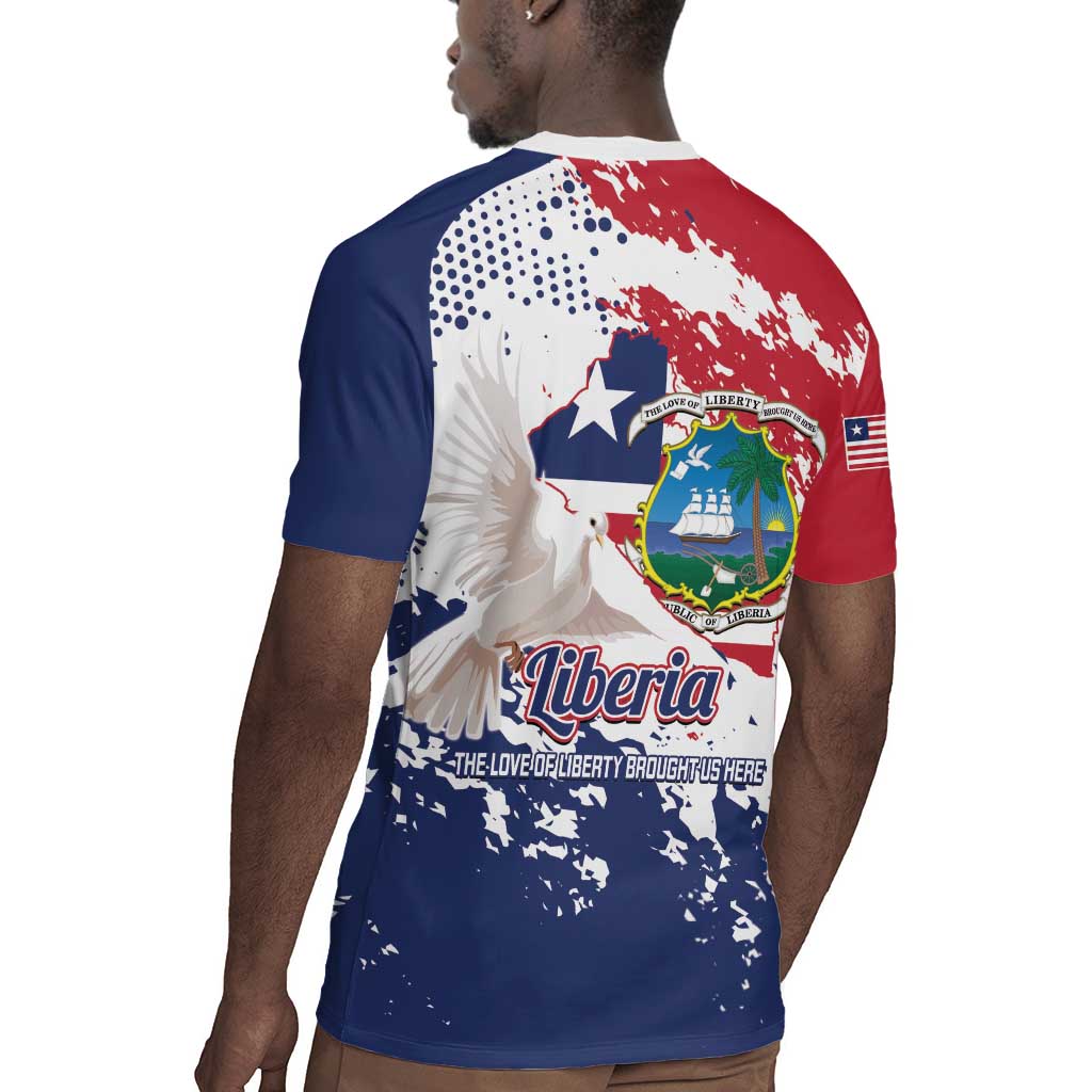 Afro Liberia 1847 Independence Day Rugby Jersey Coat Of Arms Grunge Style