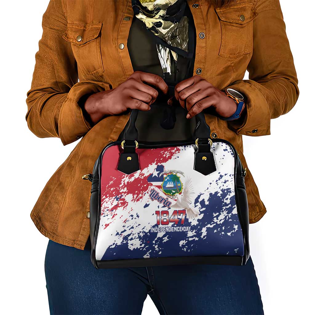 Afro Liberia 1847 Independence Day Shoulder Handbag Coat Of Arms Grunge Style