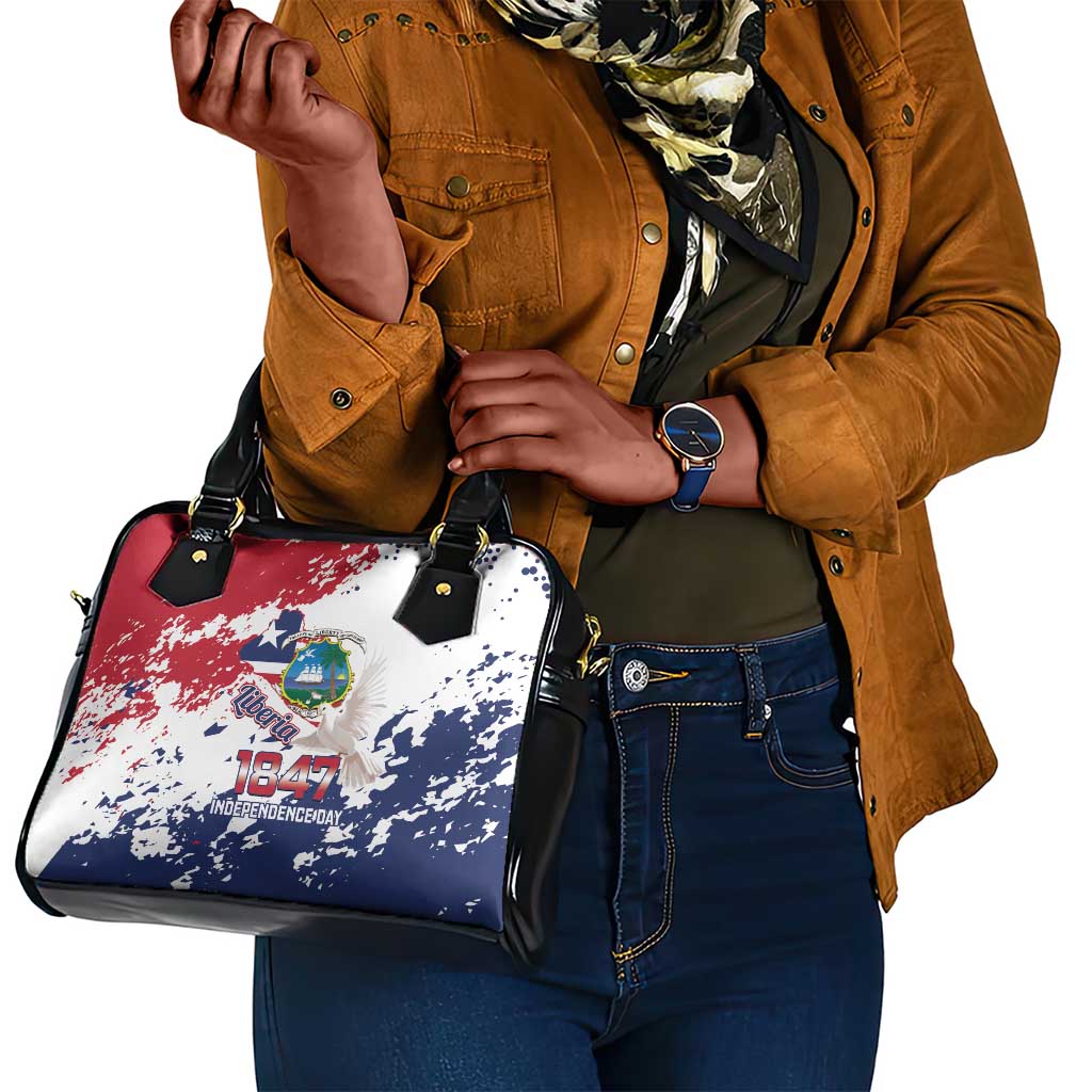 Afro Liberia 1847 Independence Day Shoulder Handbag Coat Of Arms Grunge Style