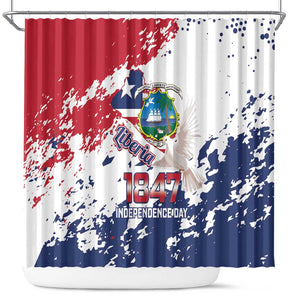 Afro Liberia 1847 Independence Day Shower Curtain Coat Of Arms Grunge Style