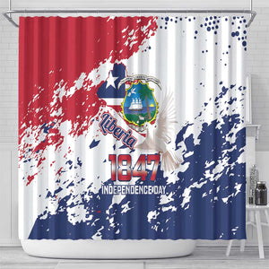 Afro Liberia 1847 Independence Day Shower Curtain Coat Of Arms Grunge Style
