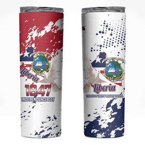 Afro Liberia 1847 Independence Day Skinny Tumbler Coat Of Arms Grunge Style