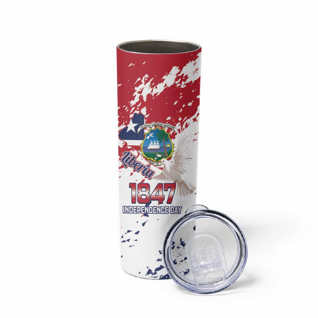 Afro Liberia 1847 Independence Day Skinny Tumbler Coat Of Arms Grunge Style