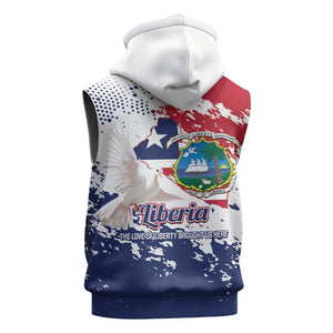 Afro Liberia 1847 Independence Day Sleeveless Hoodie Coat Of Arms Grunge Style - African Pride