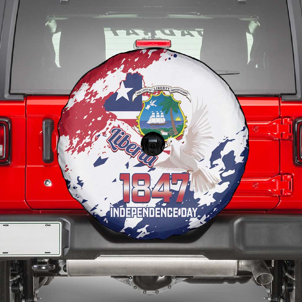 Afro Liberia 1847 Independence Day Spare Tire Cover Coat Of Arms Grunge Style