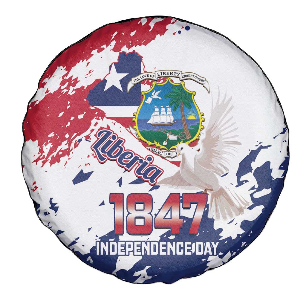 Afro Liberia 1847 Independence Day Spare Tire Cover Coat Of Arms Grunge Style