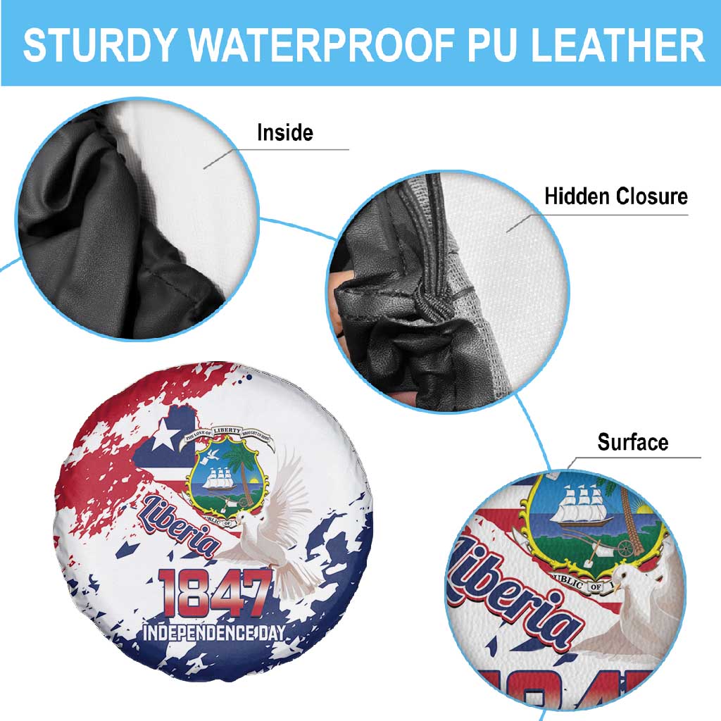 Afro Liberia 1847 Independence Day Spare Tire Cover Coat Of Arms Grunge Style