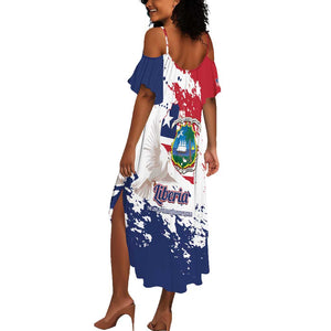 Afro Liberia 1847 Independence Day Summer Maxi Dress Coat Of Arms Grunge Style