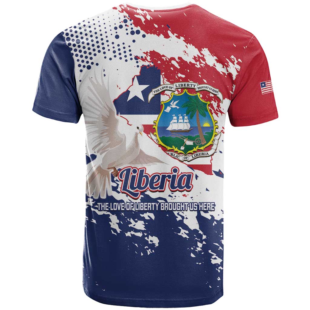 Afro Liberia 1847 Independence Day T shirt Coat Of Arms Grunge Style