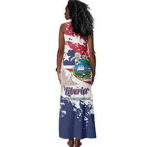 Afro Liberia 1847 Independence Day Tank Maxi Dress Coat Of Arms Grunge Style