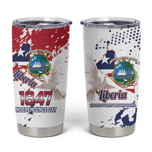 Afro Liberia 1847 Independence Day Tumbler Cup Coat Of Arms Grunge Style