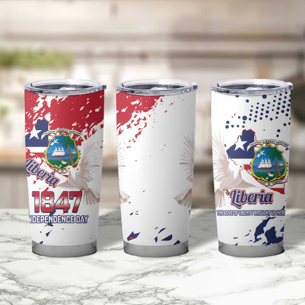 Afro Liberia 1847 Independence Day Tumbler Cup Coat Of Arms Grunge Style