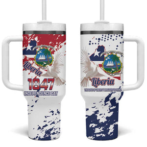 Afro Liberia 1847 Independence Day Tumbler With Handle Coat Of Arms Grunge Style