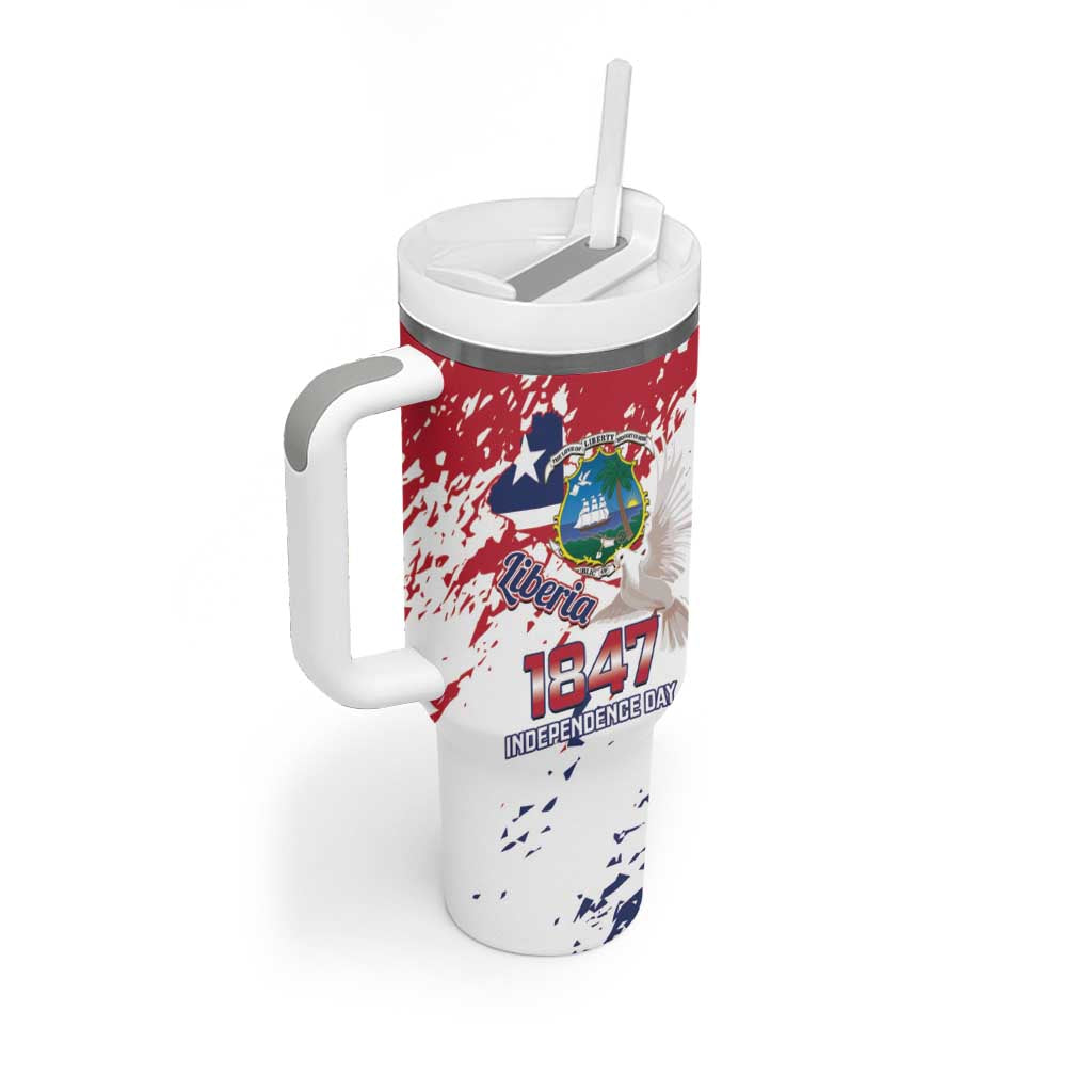 Afro Liberia 1847 Independence Day Tumbler With Handle Coat Of Arms Grunge Style