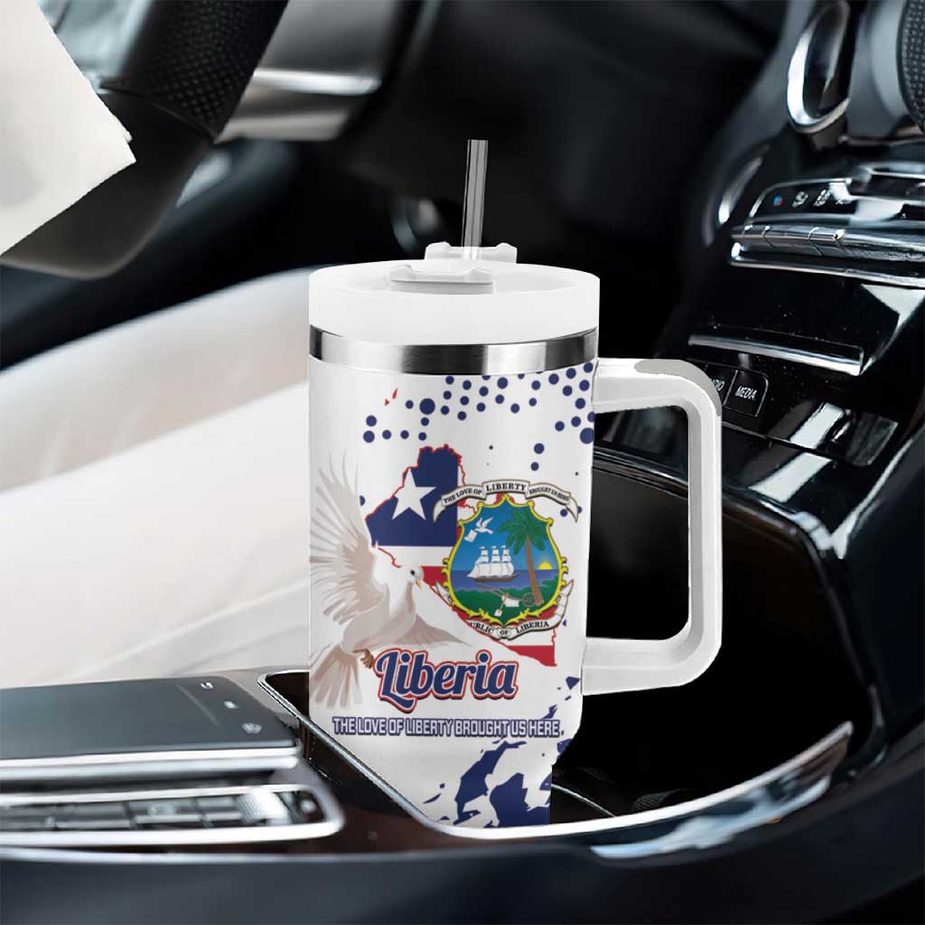 Afro Liberia 1847 Independence Day Tumbler With Handle Coat Of Arms Grunge Style