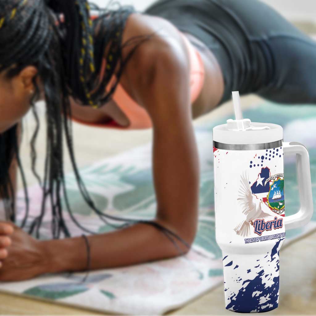 Afro Liberia 1847 Independence Day Tumbler With Handle Coat Of Arms Grunge Style