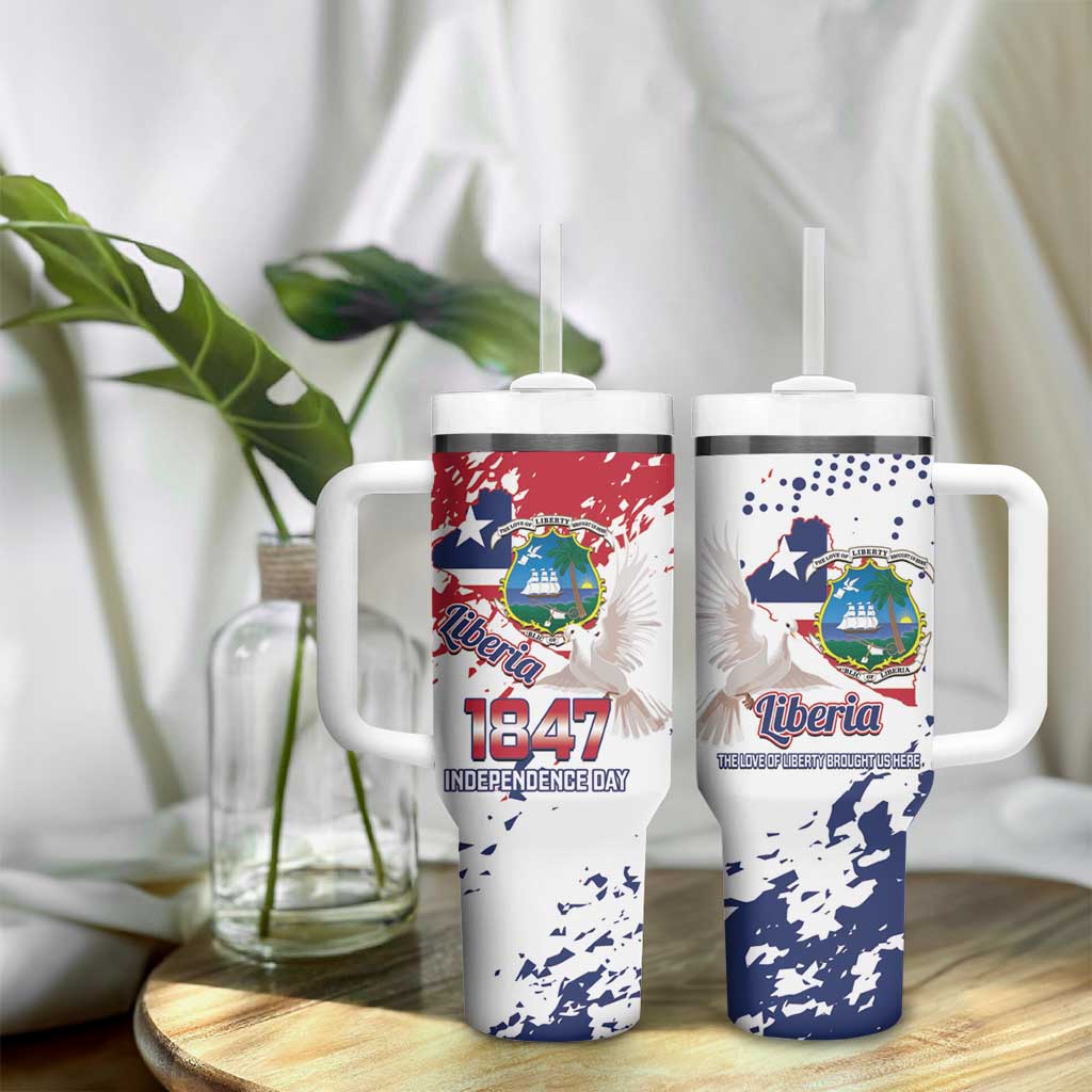 Afro Liberia 1847 Independence Day Tumbler With Handle Coat Of Arms Grunge Style