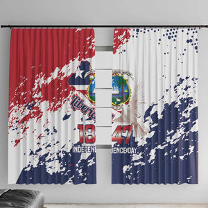 Afro Liberia 1847 Independence Day Window Curtain Coat Of Arms Grunge Style