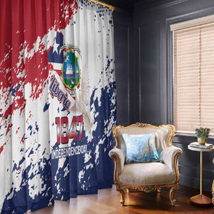 Afro Liberia 1847 Independence Day Window Curtain Coat Of Arms Grunge Style