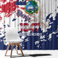 Afro Liberia 1847 Independence Day Window Curtain Coat Of Arms Grunge Style